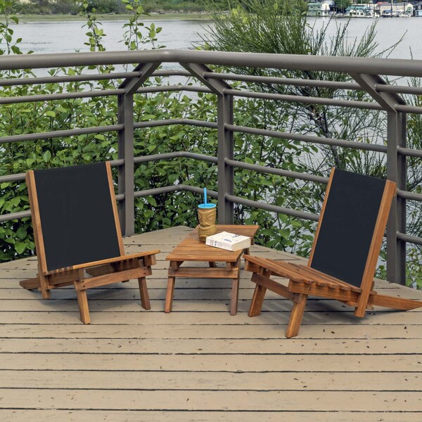 Acacia wood lounger set